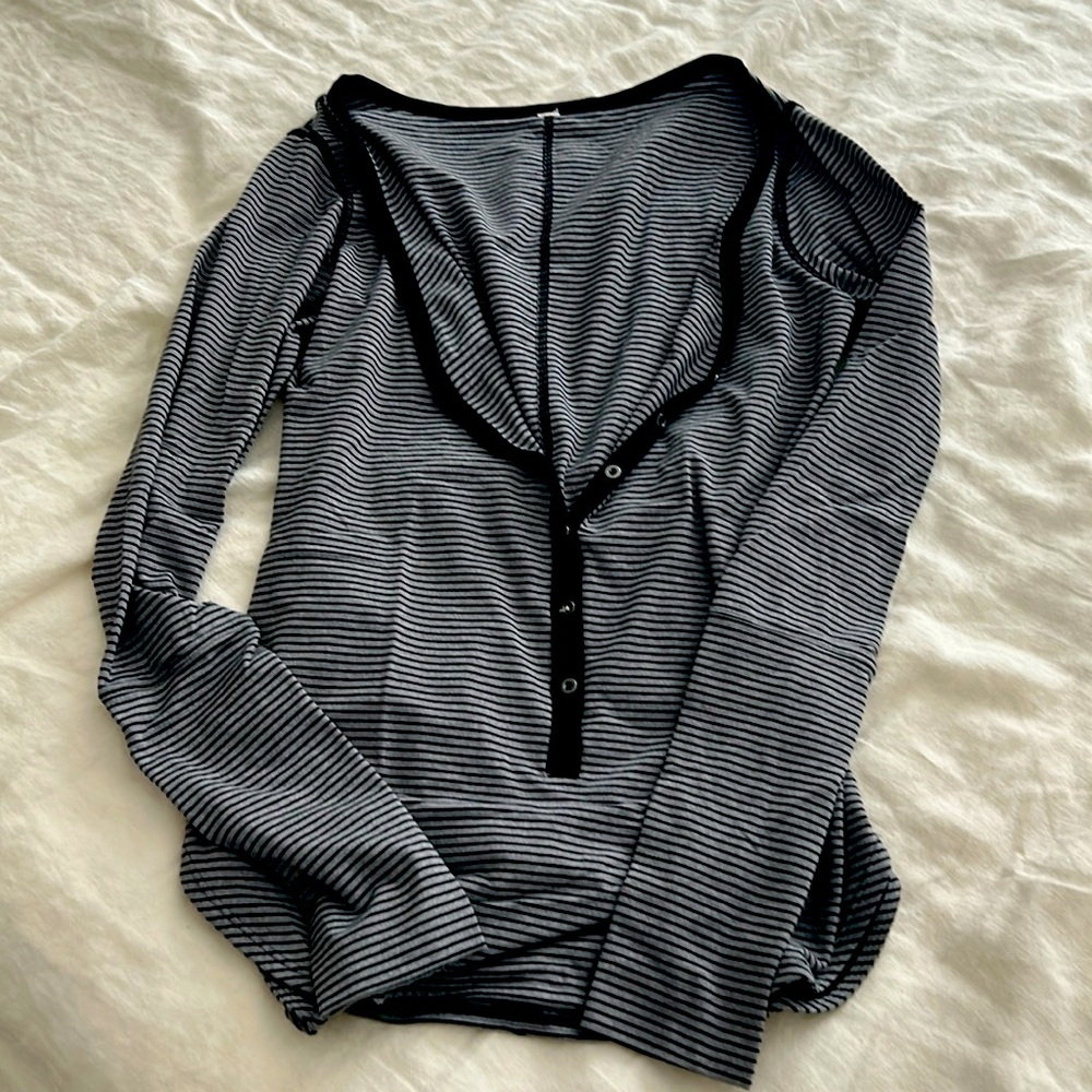 lululemon athletica Black and Gray Striped Top